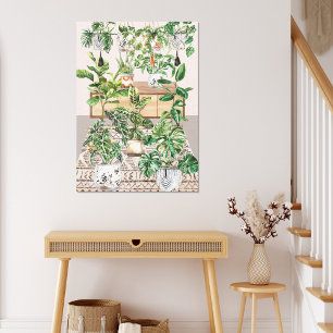 Watercolor Tropical Houseplants Canvas Print