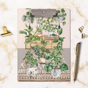Watercolor Tropical Houseplants Clipboard