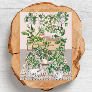 Watercolor Tropical Houseplants Postcard