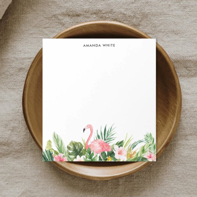 Watercolor Tropical Leaf Flamingo Custom Notepad (Creator Uploaded)