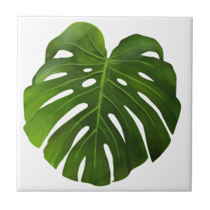 Watercolor tropical leaf tile