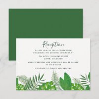 Watercolor Tropical Leaves Beach Wedding Reception