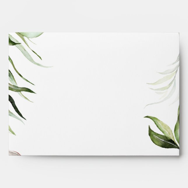 Watercolor Tropical Leaves Greenery  Envelope (Front)