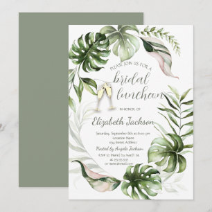 Watercolor Tropical Leaves Greenery  Invitation