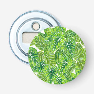 Watercolor tropical leaves pattern design bottle opener