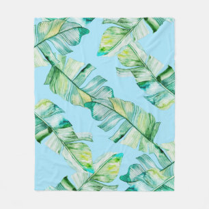 Watercolor tropical leaves, seamless illustration. fleece blanket