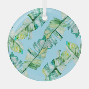 Watercolor tropical leaves, seamless illustration. glass tree decoration