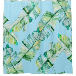 Watercolor tropical leaves, seamless illustration. shower curtain