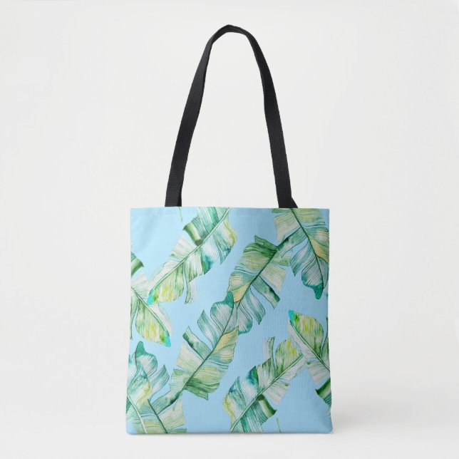Watercolor tropical leaves, seamless illustration. tote bag (Front)