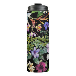 Watercolor Tropical Leaves: Seamless Pattern Thermal Tumbler