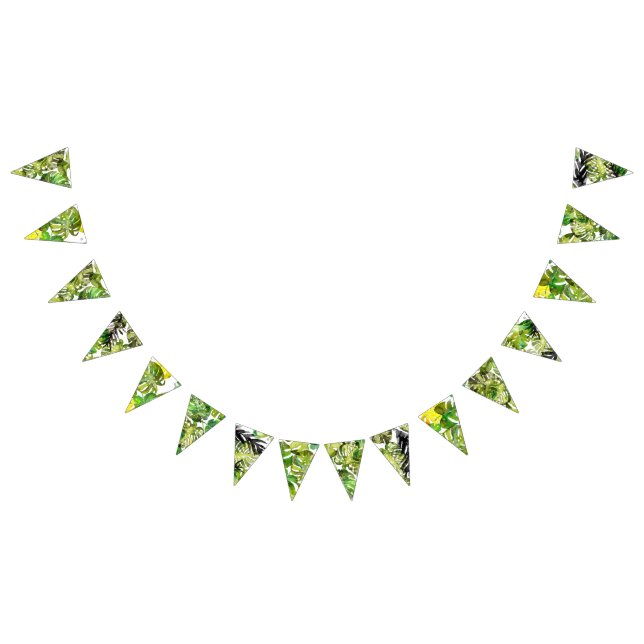 Watercolor Tropical Leaves wedding  monogram Bunting (All)