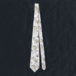 Watercolor Tropical Leaves White Wedding  Tie<br><div class="desc">This design may be personalised by choosing the Edit Design option. You may also transfer onto other items. Contact me at colorflowcreations@gmail.com or use the chat option at the top of the page if you wish to have this design on another product or need assistance. See more of my designs...</div>