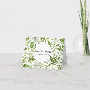 Watercolor Tropical Leaves Wreath Thank You Card