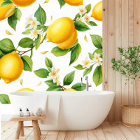 Watercolor Tropical Lemons Seamless Pattern