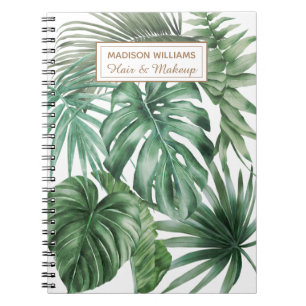 Watercolor Tropical Monstera Leaves Pattern Notebook
