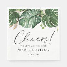 Watercolor Tropical Monstera Leaves Summer Wedding