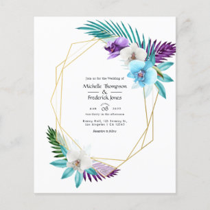 Watercolor Tropical Orchids Geometric Wedding Flyer
