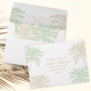 Watercolor Tropical Palm Boho RSVP Address Wedding Envelope