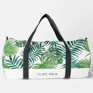 Watercolor Tropical Palm Leaf Beach Weekend Duffle Bag