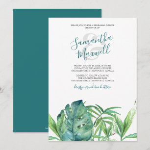 Watercolor Tropical Palm Leaves Rehearsal Dinner