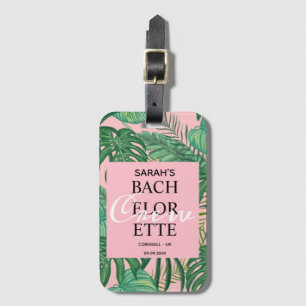 Watercolor Tropical Palm Pink Bachelorette Holiday Luggage Tag