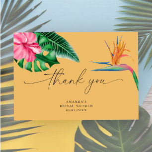 Watercolor Tropical palm, thank you bridal shower Card