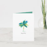 Watercolor Tropical Palm Tree Birthday Card<br><div class="desc">This modern Birthday card features a replica of my original hand painted watercolor illustration of a palm tree in tropical shades of turquoise, greens, blues and yellow on a crisp white background. The words "Happy Birthday" are set in a trendy brush script typography. The inside features a complimentary solid green...</div>