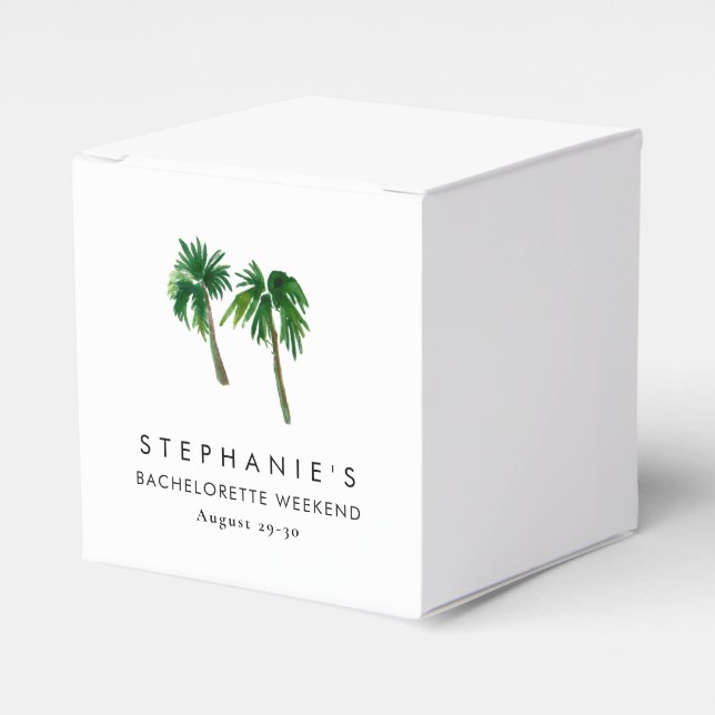 Watercolor Tropical Palm Trees  Bachelorette    Favour Box (Front Side)
