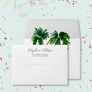Watercolor Tropical Palm Trees  Birthday  Envelope