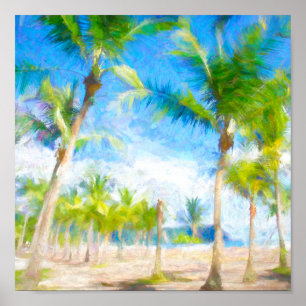 Watercolor Tropical Palm Trees  Poster