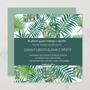 Watercolor Tropical Palm Wedding Invitation Square