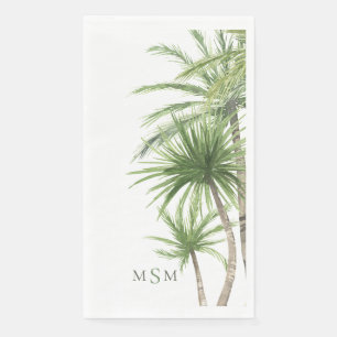Watercolor Tropical Palms Monogram Napkin