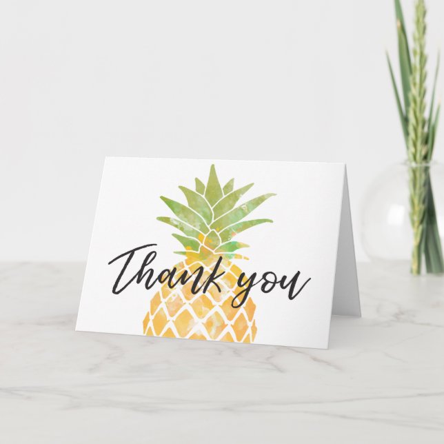 Watercolor Tropical Pineapple Thank You (Front)
