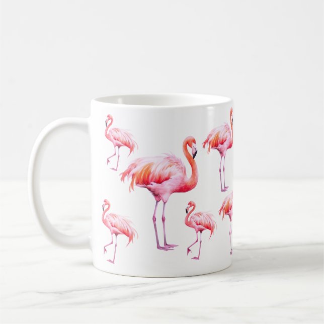 Watercolor Tropical Pink Flamingo Party Coffee Mug (Left)