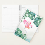Watercolor Tropical Pink Flamingo Planner<br><div class="desc">Coastal planner features my original watercolor pink flamingo and monstera palm leaves in lush tropical greenery hues. Perfect for planning out the days of the week or for making your wedding plans. Also makes a great Mother's Day Gift To see more monthly and weekly planners by Victoria Rigali designs visit...</div>