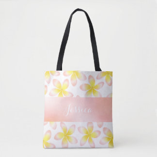 Watercolor Tropical Plumeria Custom All Over Tote