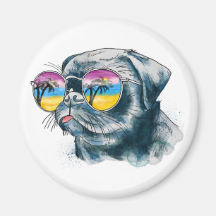 Watercolor Tropical Puppy Magnet