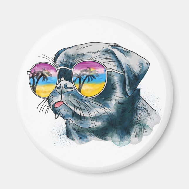 Watercolor Tropical Puppy Magnet (Front)