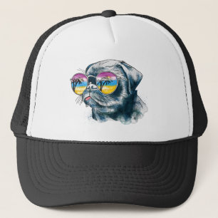 Watercolor Tropical Puppy Trucker Hat