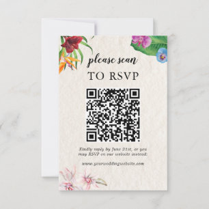 Watercolor Tropical QR Wedding Scan to RSVP Card