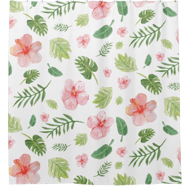 Watercolor Tropical  Shower Curtain (Front)