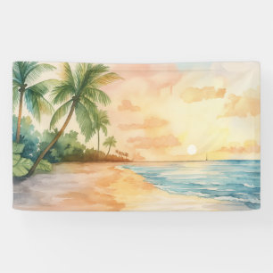 Watercolor Tropical Sunset Banner