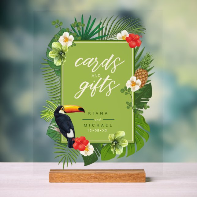 Watercolor Tropical Toucan Cards Gifts Green ID577 Acrylic Sign (Neutral)