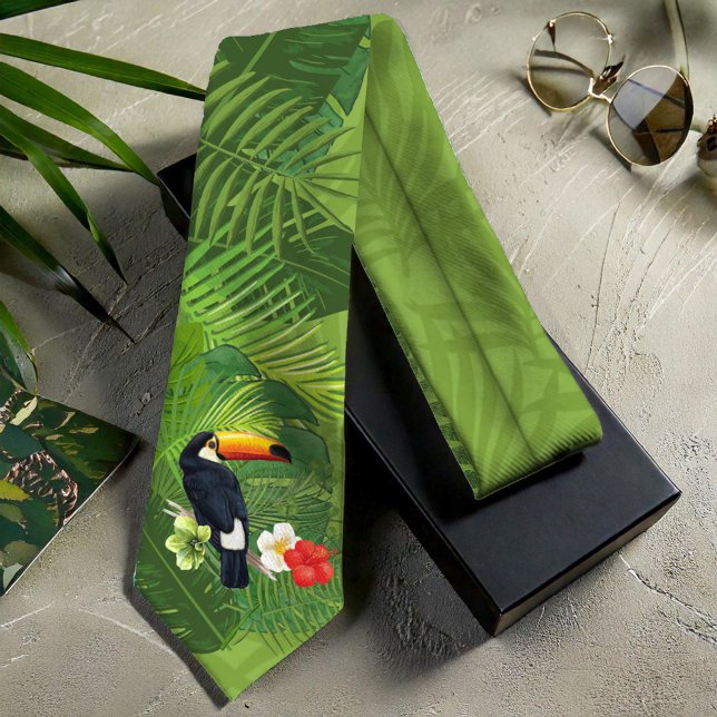 Watercolor Tropical w/Toucan Green ID577 Tie (Creator Uploaded)