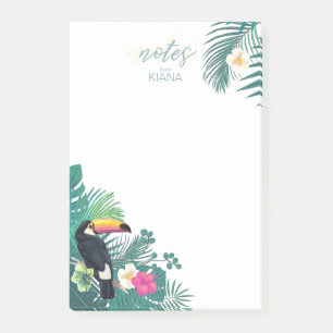 Watercolor Tropical w/Toucan Teal ID577 Post-it Notes