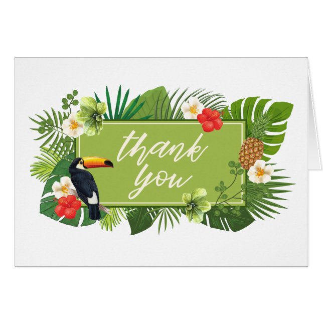 Watercolor Tropical w/Toucan Thank You Green ID577 (Front Horizontal)