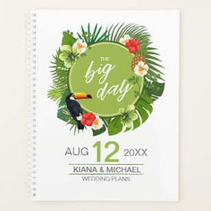 Watercolor Tropical w/Toucan Wedding Green ID577 Planner