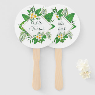 Watercolor tropical Wedding Hand Fan