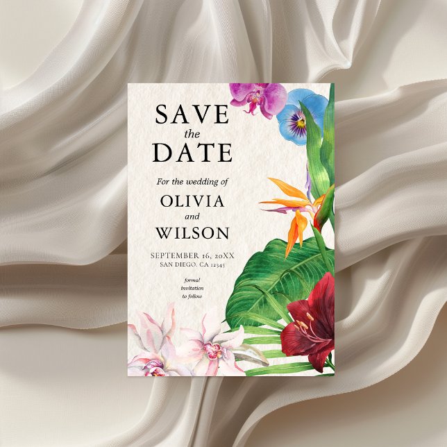 Watercolor Tropical Wedding Save The Date (Creator Uploaded)