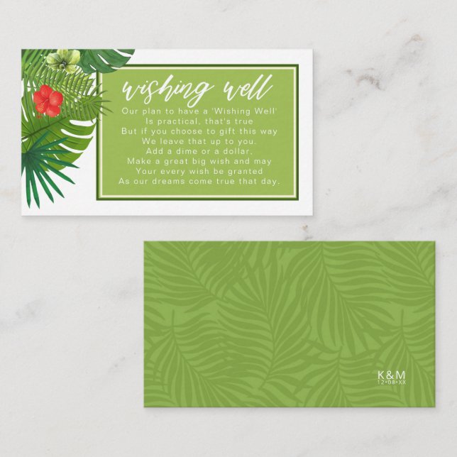 Watercolor Tropical Wishing Well V1 Green ID577 Enclosure Card (Front/Back)
